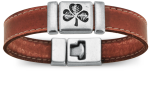 Leather bracelet with shamrock clasp detail