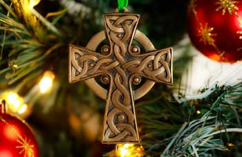 Celtic cross ornament with traditional knotwork detail
