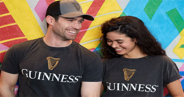 Guinness T-shirts worn casually featuring classic Irish stout logo