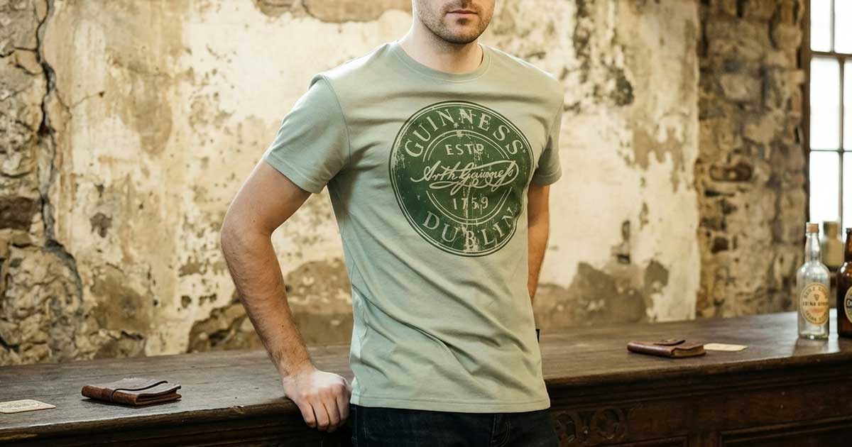Irish Guinness Dublin T-shirt with vintage green logo design